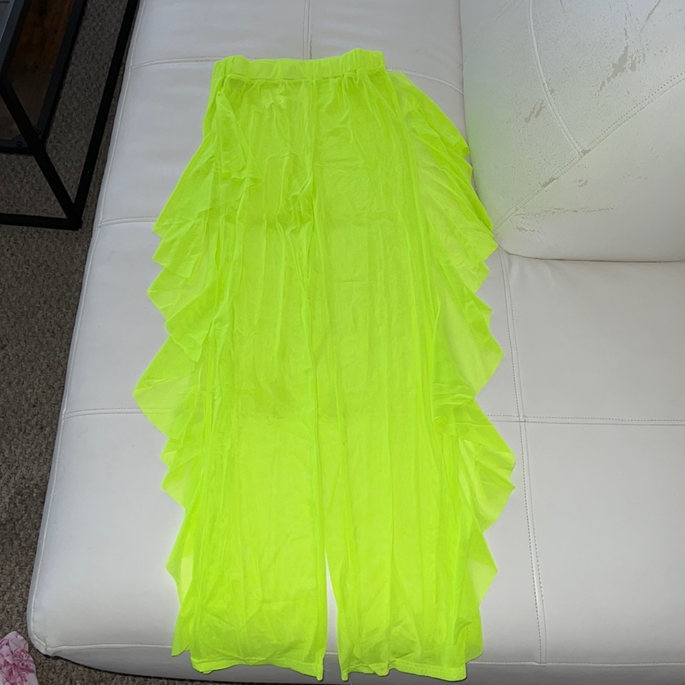 Neon green/yellow sheer bikini cover up pants